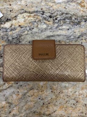 Fossil Metallic Gold and Tan Women's Wallet